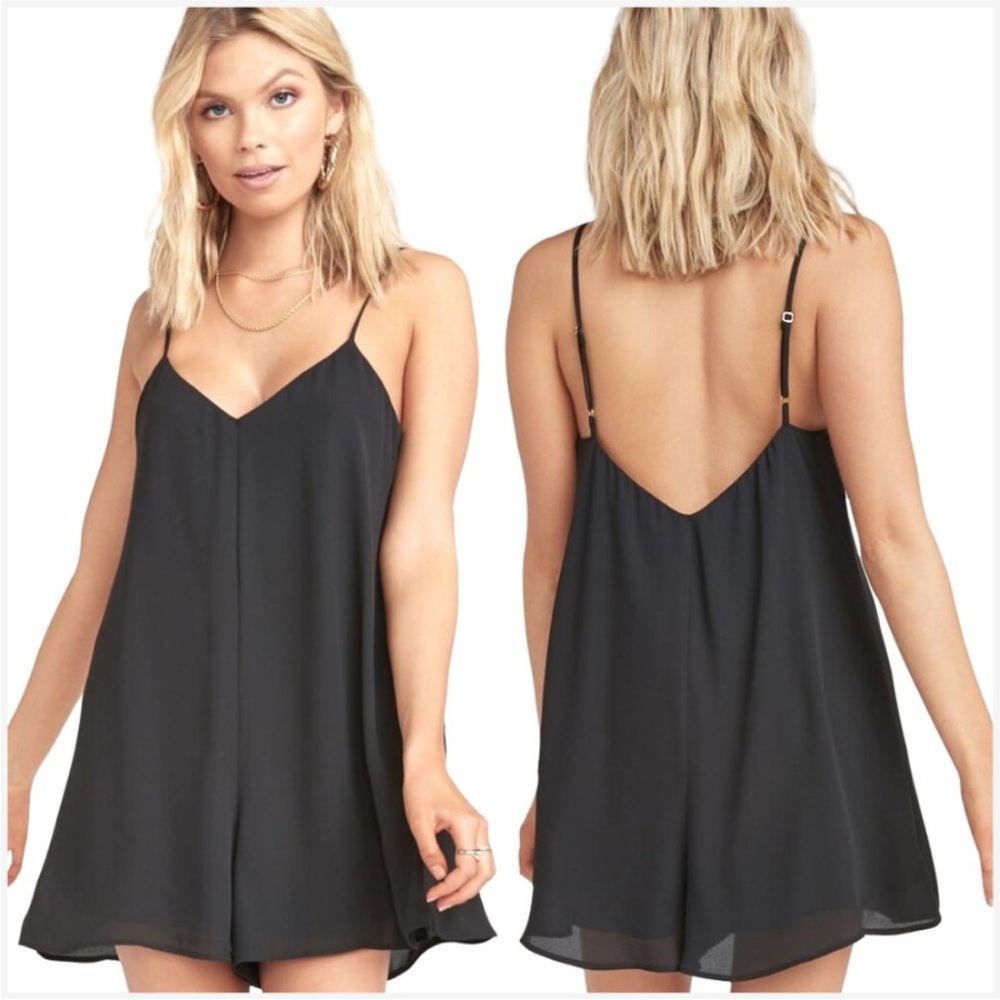 Show Me Your Mumu Rascal V-Neck Romper in Black Crisp Small